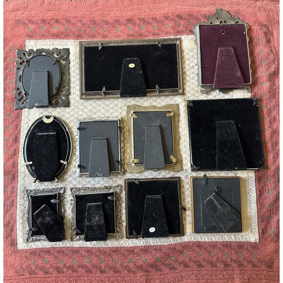 11 Vintage Rhinestone Jeweled Mini photo Frames Vanity Floral Ornate set lot - Picture 5 of 16